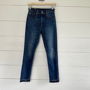 Levi’s Women’s 25 Premium Dark Wash 501S Skinny Raw Hem Jeans